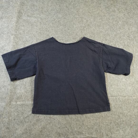 Apiece Apart Top Womens Small Boxy Navy Blue Cotton Tee Crew Neck Short Sleeve - Picture 5 of 9